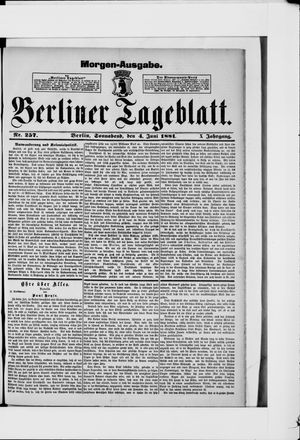 Berliner Tageblatt und Handels-Zeitung on Jun 4, 1881