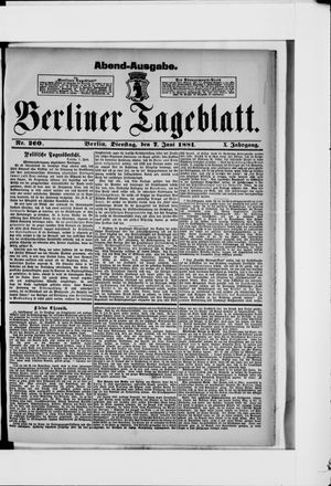 Berliner Tageblatt und Handels-Zeitung vom 07.06.1881