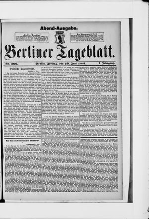 Berliner Tageblatt und Handels-Zeitung vom 10.06.1881