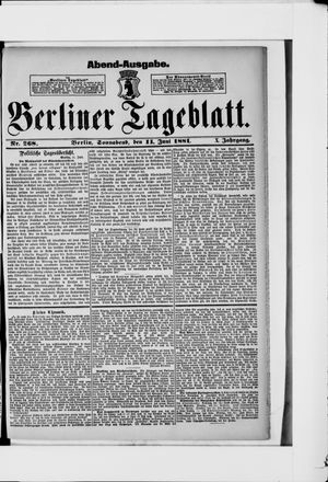 Berliner Tageblatt und Handels-Zeitung vom 11.06.1881