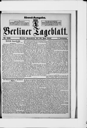 Berliner Tageblatt und Handels-Zeitung vom 18.06.1881