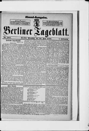 Berliner Tageblatt und Handels-Zeitung vom 21.06.1881