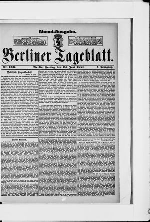 Berliner Tageblatt und Handels-Zeitung vom 24.06.1881