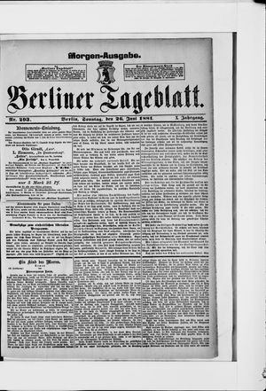 Berliner Tageblatt und Handels-Zeitung vom 26.06.1881