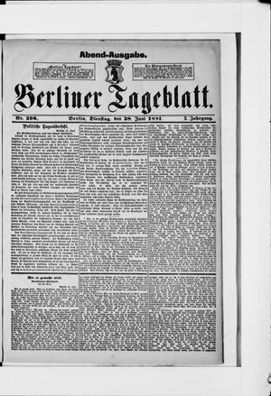 Berliner Tageblatt und Handels-Zeitung vom 28.06.1881