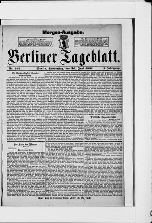 Berliner Tageblatt und Handels-Zeitung vom 30.06.1881