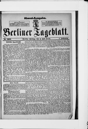 Berliner Tageblatt und Handels-Zeitung vom 01.07.1881