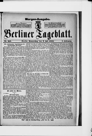 Berliner Tageblatt und Handels-Zeitung on Jul 7, 1881