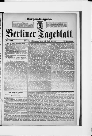 Berliner Tageblatt und Handels-Zeitung vom 13.07.1881