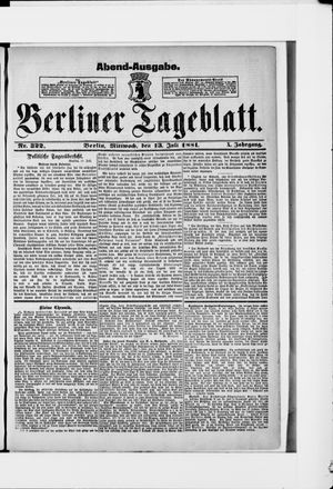 Berliner Tageblatt und Handels-Zeitung vom 13.07.1881