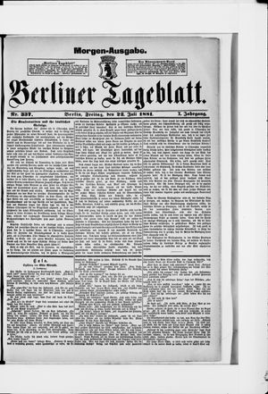 Berliner Tageblatt und Handels-Zeitung vom 22.07.1881