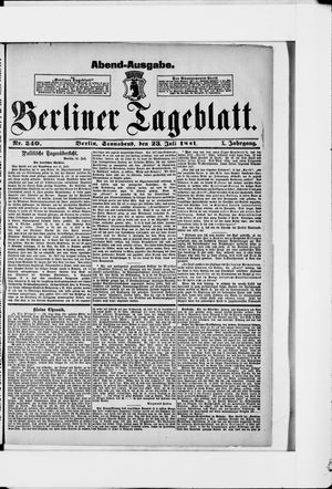 Berliner Tageblatt und Handels-Zeitung vom 23.07.1881