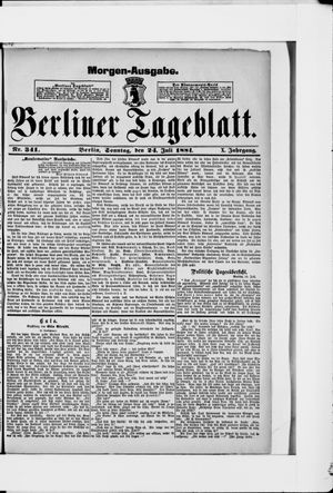 Berliner Tageblatt und Handels-Zeitung vom 24.07.1881