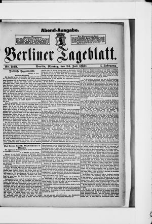 Berliner Tageblatt und Handels-Zeitung vom 25.07.1881