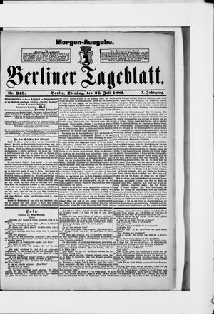 Berliner Tageblatt und Handels-Zeitung vom 26.07.1881
