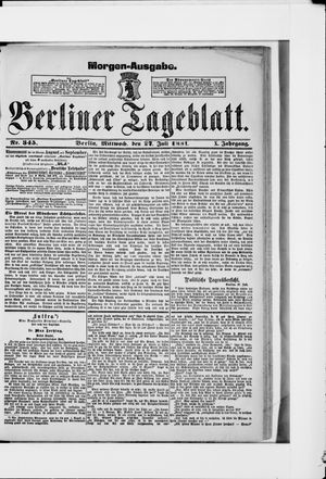 Berliner Tageblatt und Handels-Zeitung vom 27.07.1881