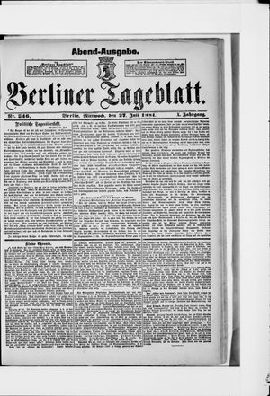Berliner Tageblatt und Handels-Zeitung vom 27.07.1881
