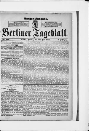 Berliner Tageblatt und Handels-Zeitung on Jul 29, 1881