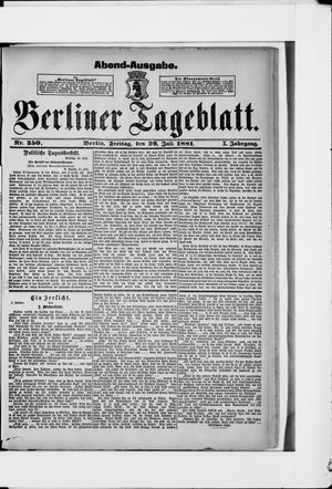 Berliner Tageblatt und Handels-Zeitung vom 29.07.1881