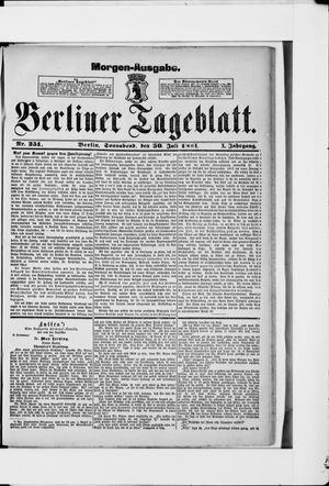 Berliner Tageblatt und Handels-Zeitung vom 30.07.1881
