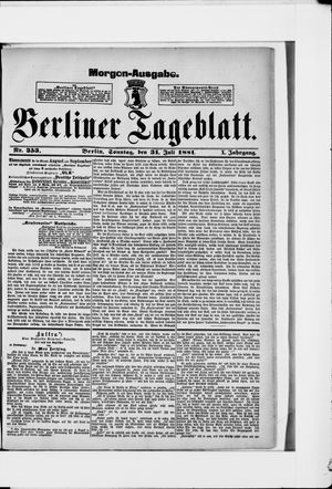 Berliner Tageblatt und Handels-Zeitung on Jul 31, 1881