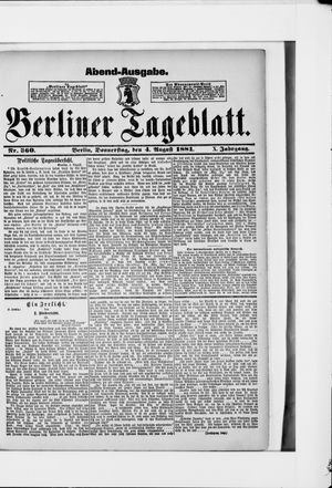 Berliner Tageblatt und Handels-Zeitung vom 04.08.1881
