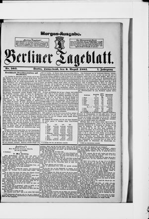 Berliner Tageblatt und Handels-Zeitung vom 06.08.1881