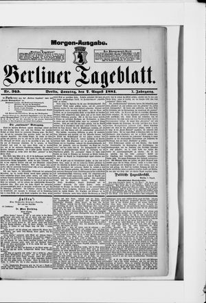 Berliner Tageblatt und Handels-Zeitung vom 07.08.1881