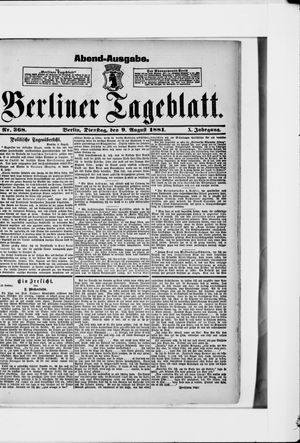 Berliner Tageblatt und Handels-Zeitung vom 09.08.1881
