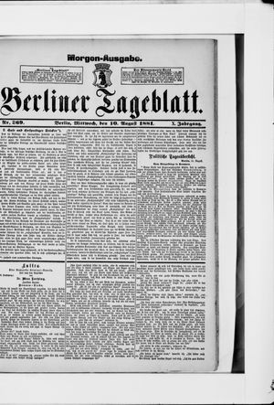 Berliner Tageblatt und Handels-Zeitung vom 10.08.1881