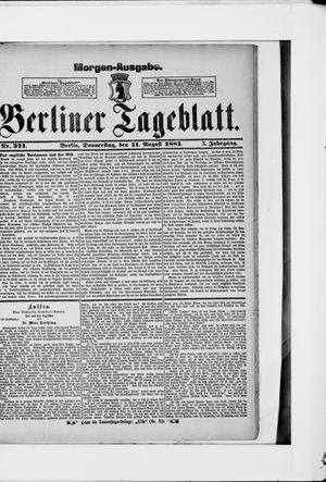 Berliner Tageblatt und Handels-Zeitung vom 11.08.1881