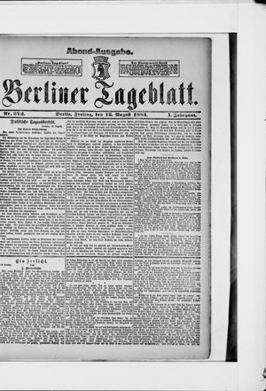 Berliner Tageblatt und Handels-Zeitung vom 12.08.1881