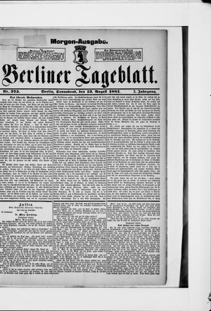 Berliner Tageblatt und Handels-Zeitung vom 13.08.1881