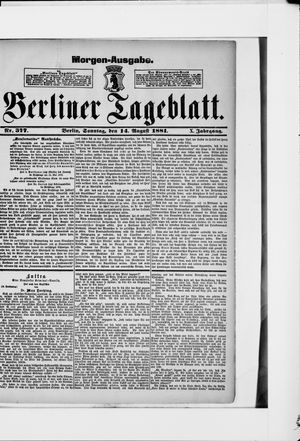 Berliner Tageblatt und Handels-Zeitung vom 14.08.1881