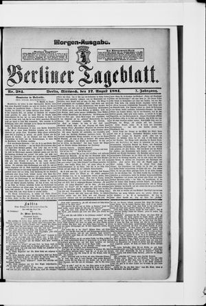 Berliner Tageblatt und Handels-Zeitung vom 17.08.1881