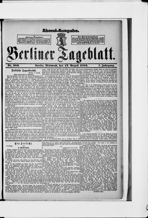 Berliner Tageblatt und Handels-Zeitung vom 17.08.1881