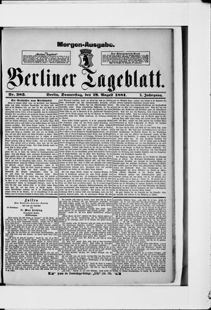 Berliner Tageblatt und Handels-Zeitung vom 18.08.1881