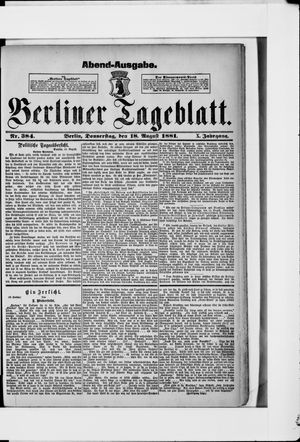 Berliner Tageblatt und Handels-Zeitung vom 18.08.1881