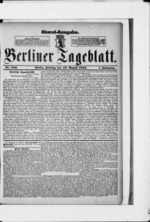 Berliner Tageblatt und Handels-Zeitung vom 19.08.1881