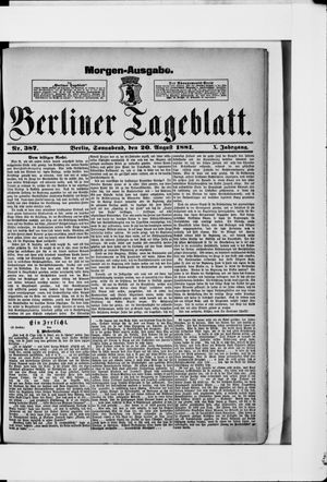 Berliner Tageblatt und Handels-Zeitung vom 20.08.1881