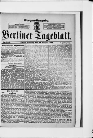 Berliner Tageblatt und Handels-Zeitung vom 21.08.1881