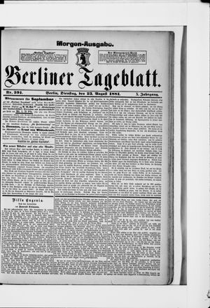 Berliner Tageblatt und Handels-Zeitung vom 23.08.1881