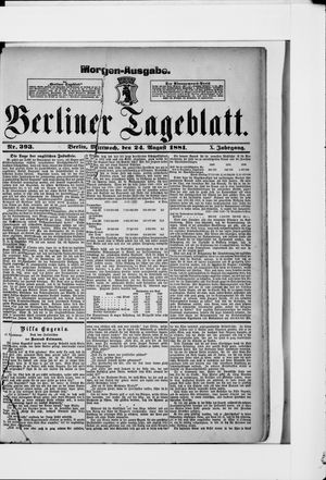 Berliner Tageblatt und Handels-Zeitung vom 24.08.1881