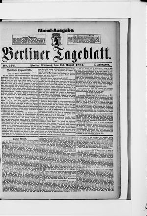 Berliner Tageblatt und Handels-Zeitung vom 24.08.1881