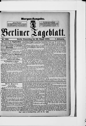 Berliner Tageblatt und Handels-Zeitung vom 25.08.1881