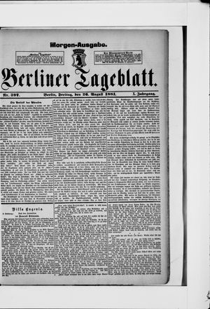 Berliner Tageblatt und Handels-Zeitung vom 26.08.1881