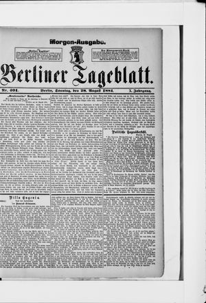 Berliner Tageblatt und Handels-Zeitung vom 28.08.1881