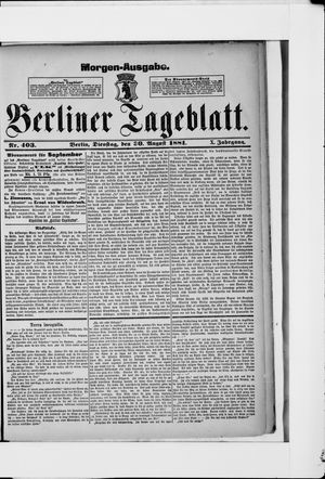 Berliner Tageblatt und Handels-Zeitung vom 30.08.1881
