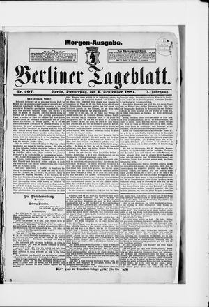 Berliner Tageblatt und Handels-Zeitung vom 01.09.1881