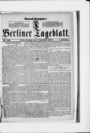 Berliner Tageblatt und Handels-Zeitung vom 02.09.1881
